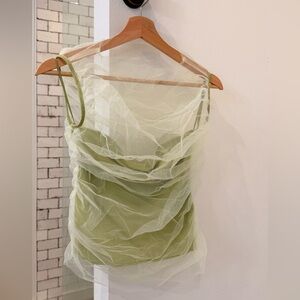 Zara Light Green Sheer Top
